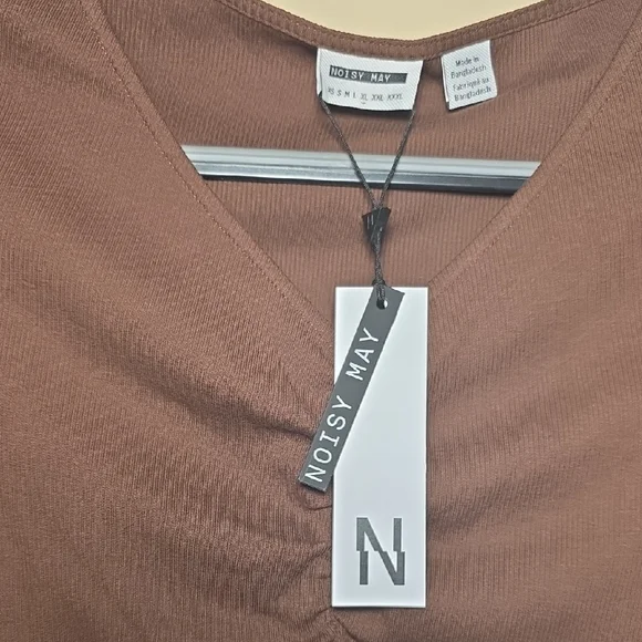 Noisy May NWT Chocolate Brown Long Sleeve Top - Picture 2 of 6